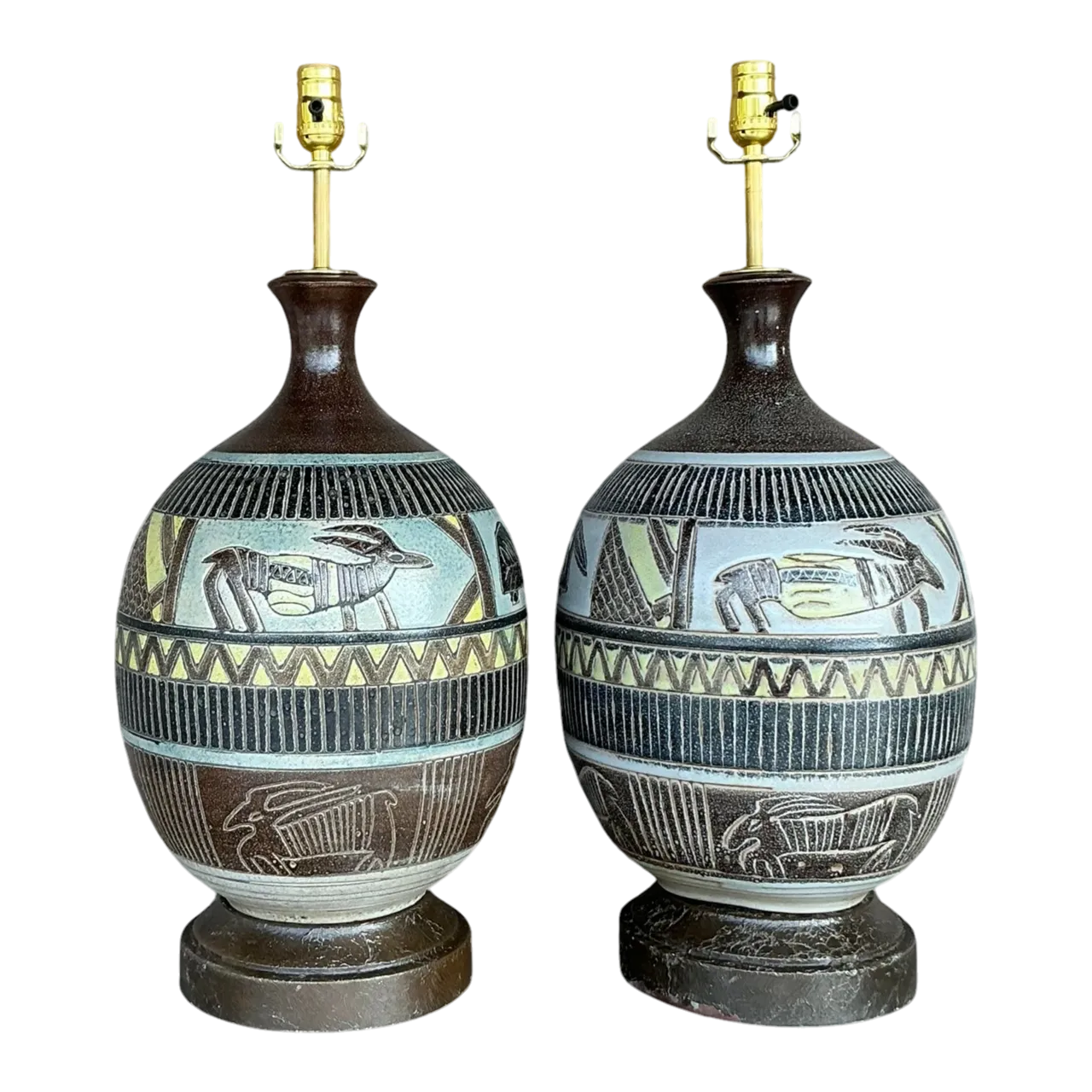 Vintage Boho Tribal Lamps - A Pair