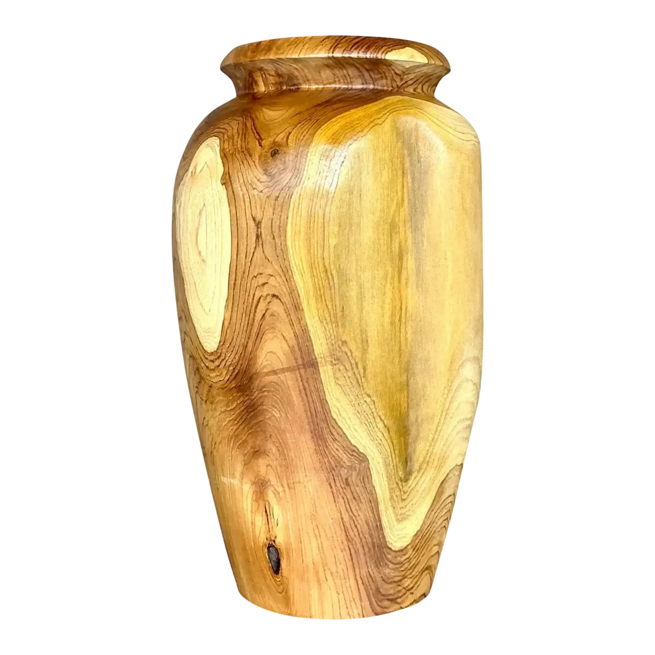 Vintage Boho Turned Wood Tall Vase