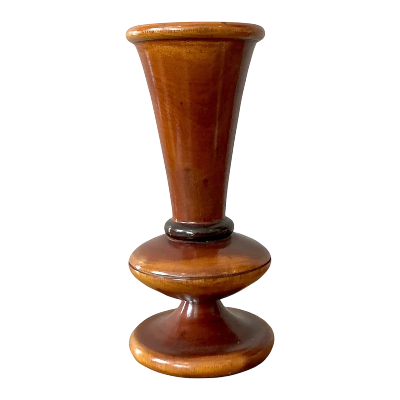 Vintage Boho Turned Wood Vase