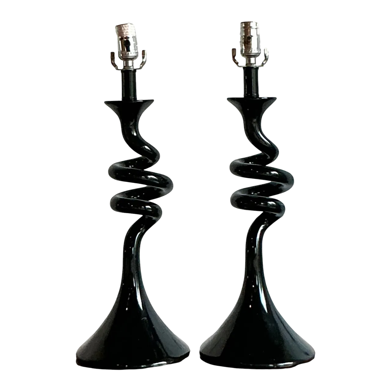 Vintage Boho Twisted Glass Lamps - A Pair