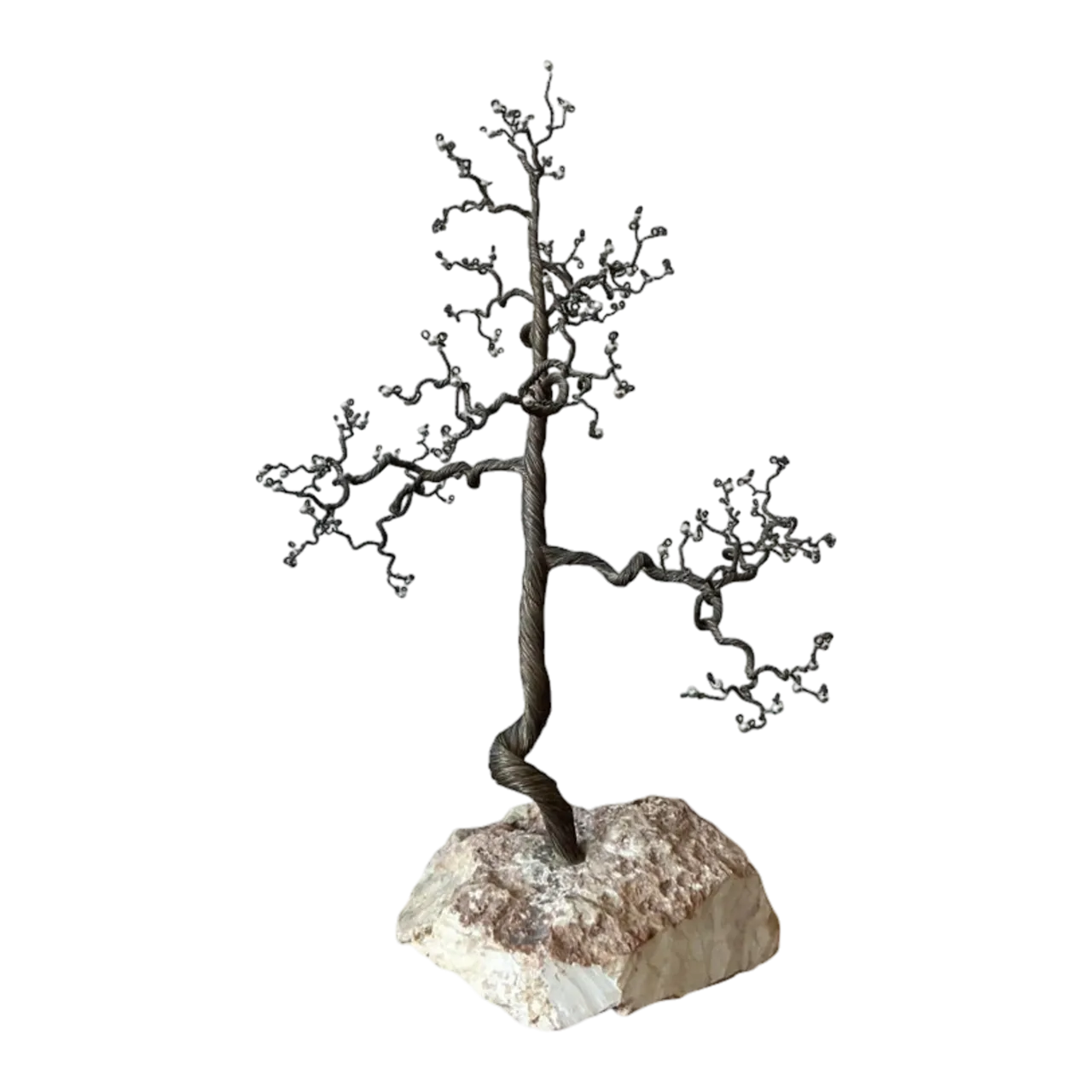 Vintage Boho Twisted Tree Sculpture With Crystal Detail