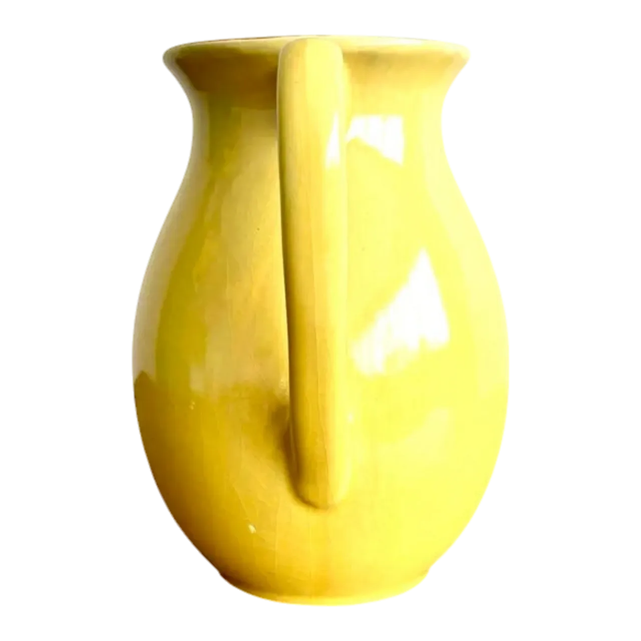 Vintage Boho Vibrant Yellow Glazed Ceramic Vase