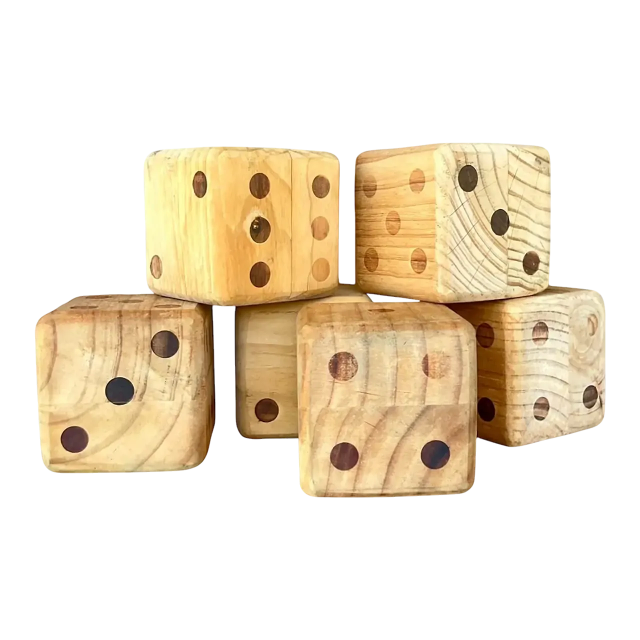 Vintage Boho Wood Block Set of 6 Dice