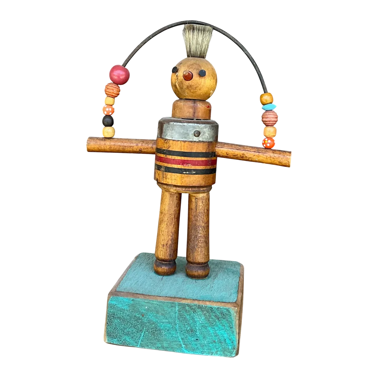 Vintage Boho Wood Carved Playful Figurine