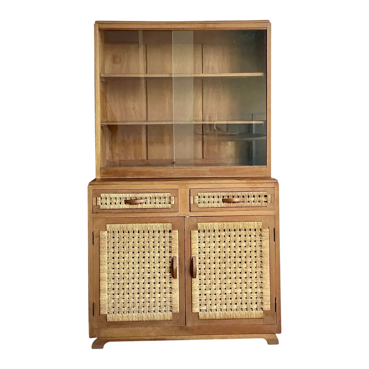 Vintage Boho Woven Rattan Cabinet