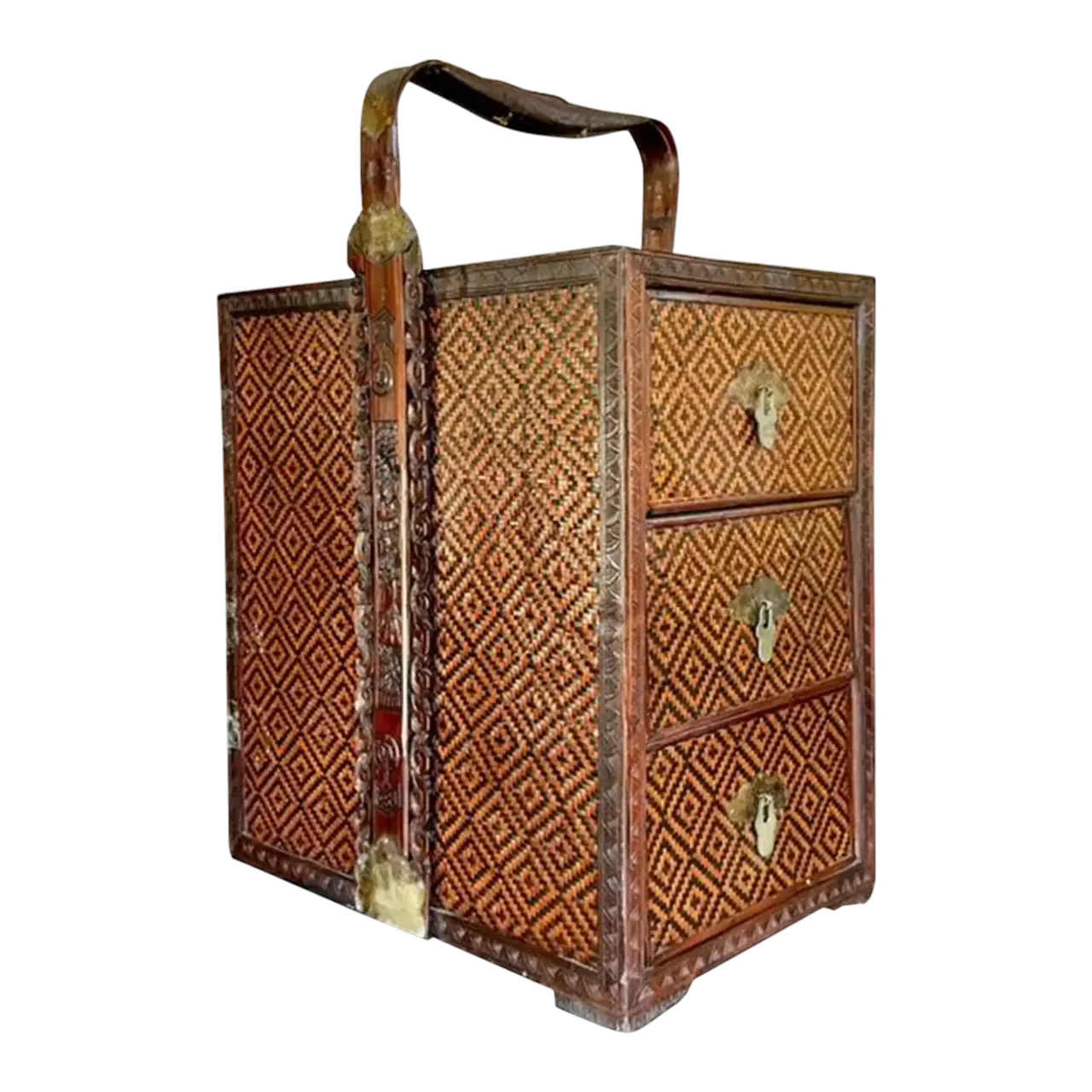 Vintage Boho Woven Rattan Wedding Chest