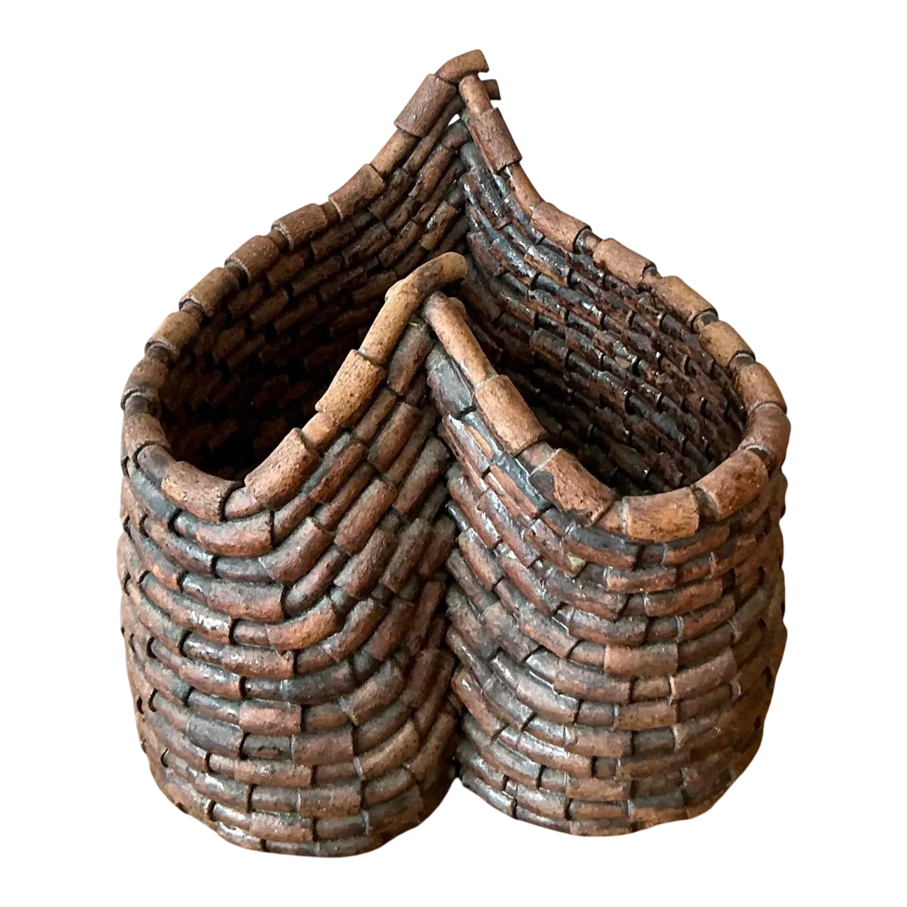 Vintage Boho Woven Studio Pottery Bowl