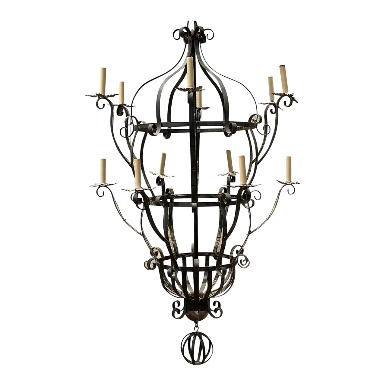 Vintage Boho Wrought Iron Chandelier
