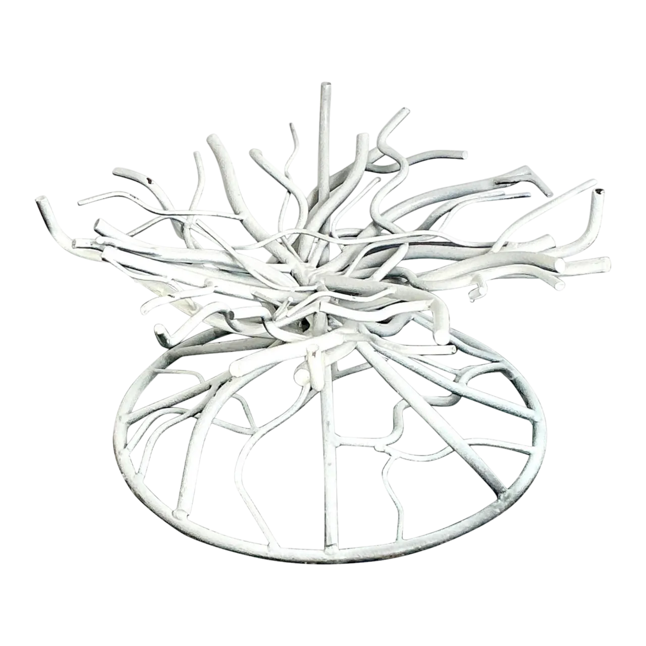 Vintage Boho Wrought Iron Coral Branch Coffee Table Pedestal