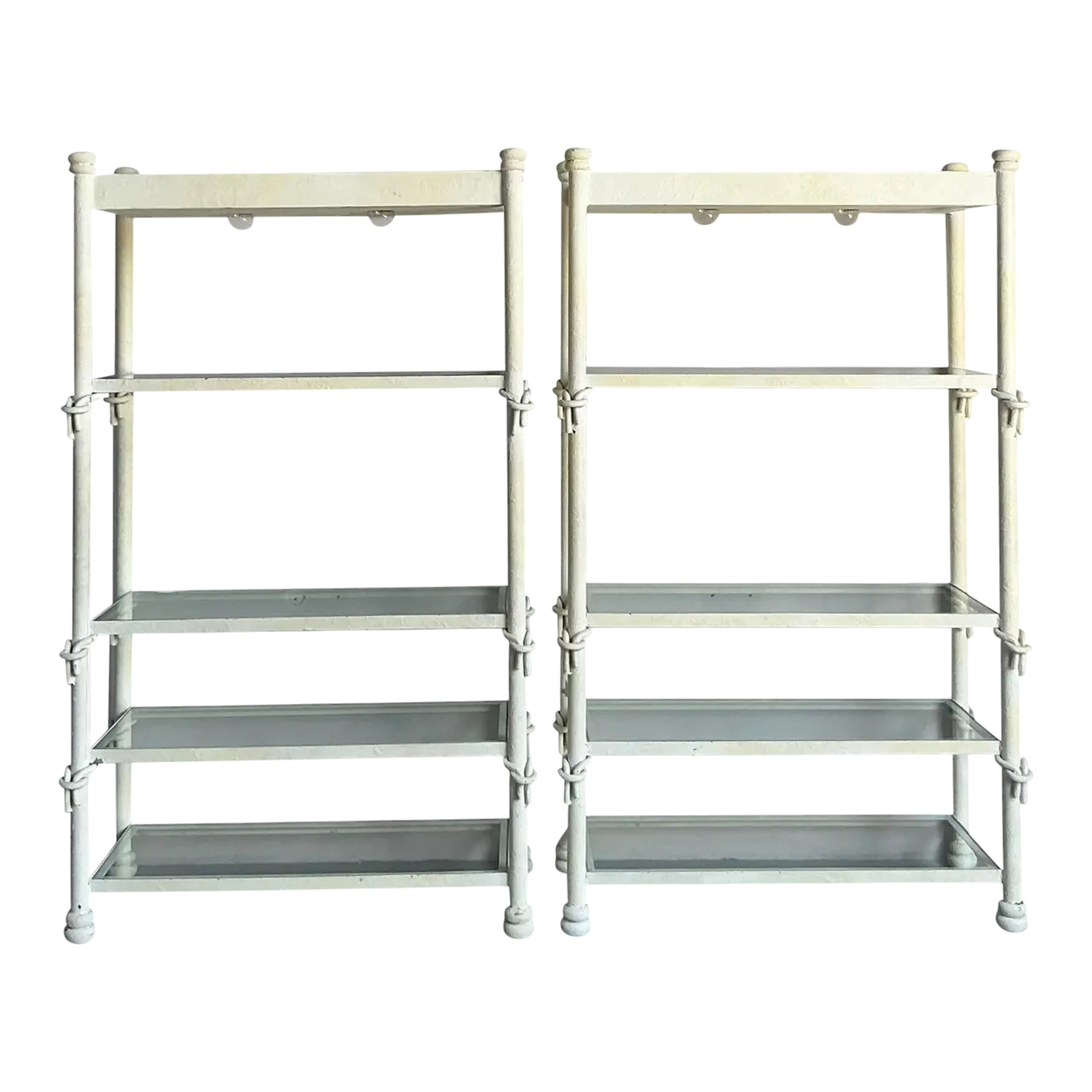 Vintage Boho Wrought Iron Knot Etagere - A Pair