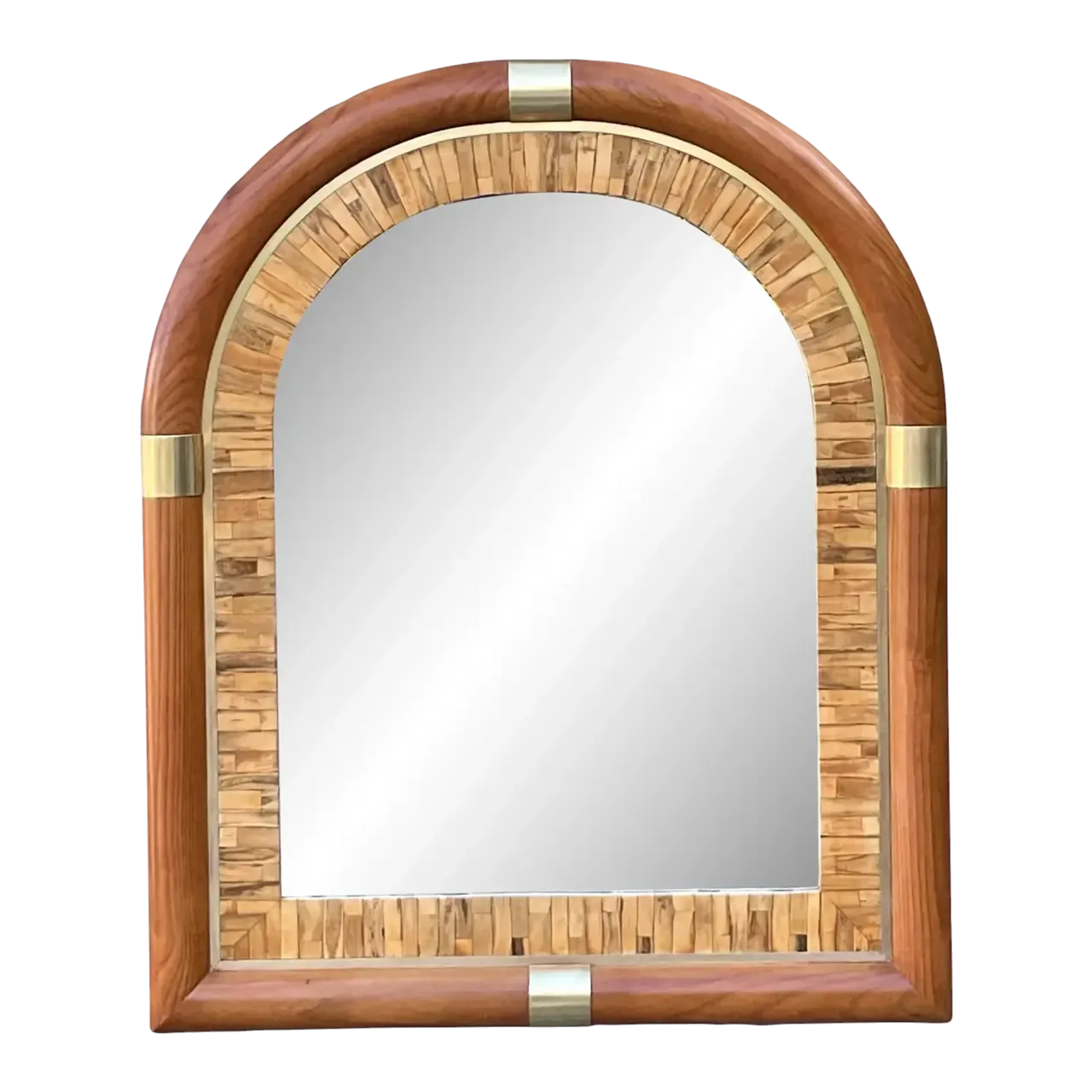 Vintage Brass Arched Mirror