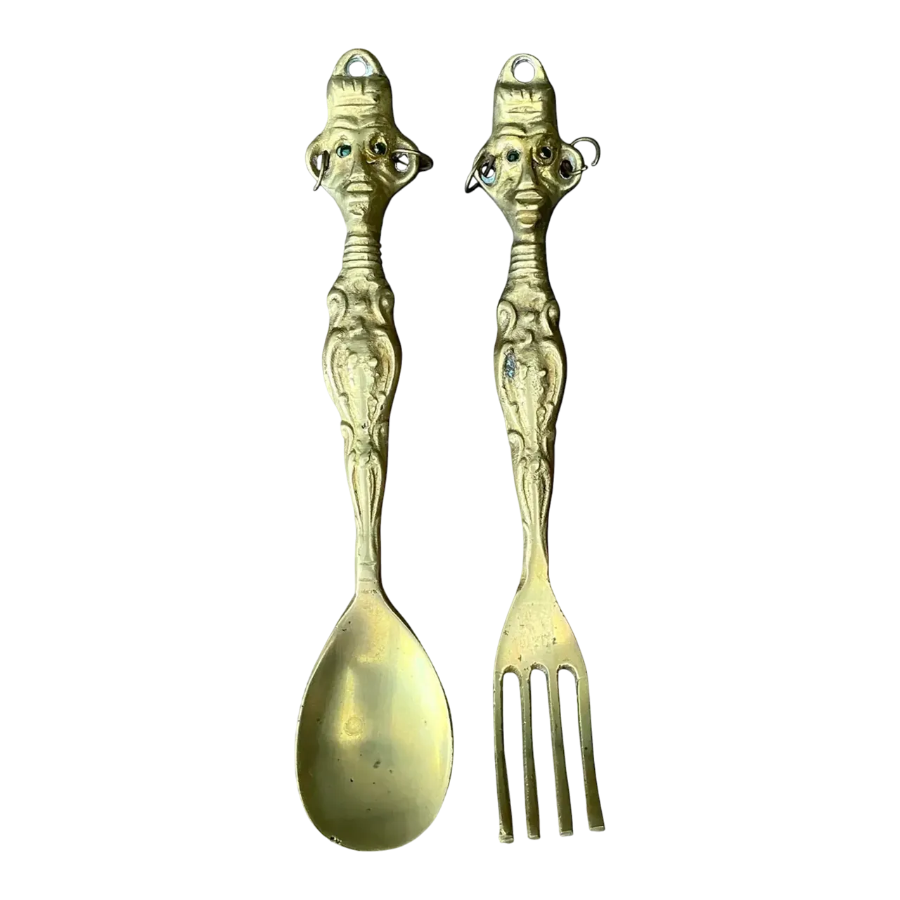Vintage Brass Tribal Serving Set