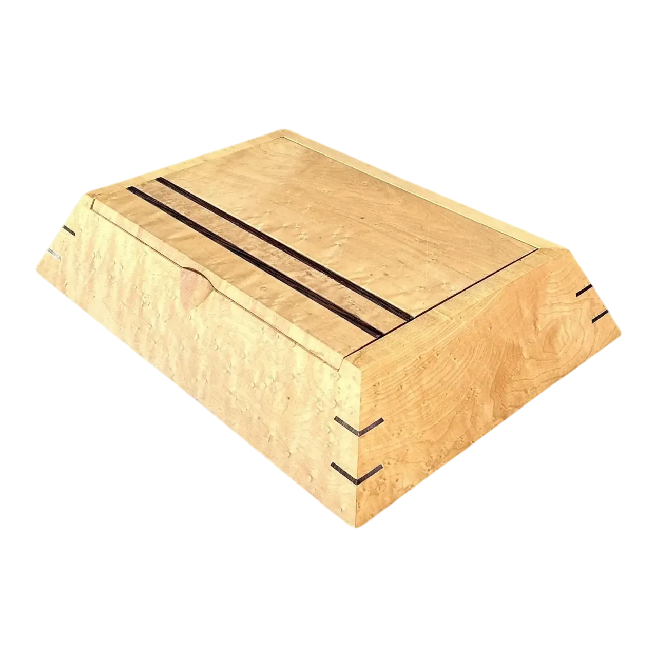 Vintage Burl Wood Angled Box
