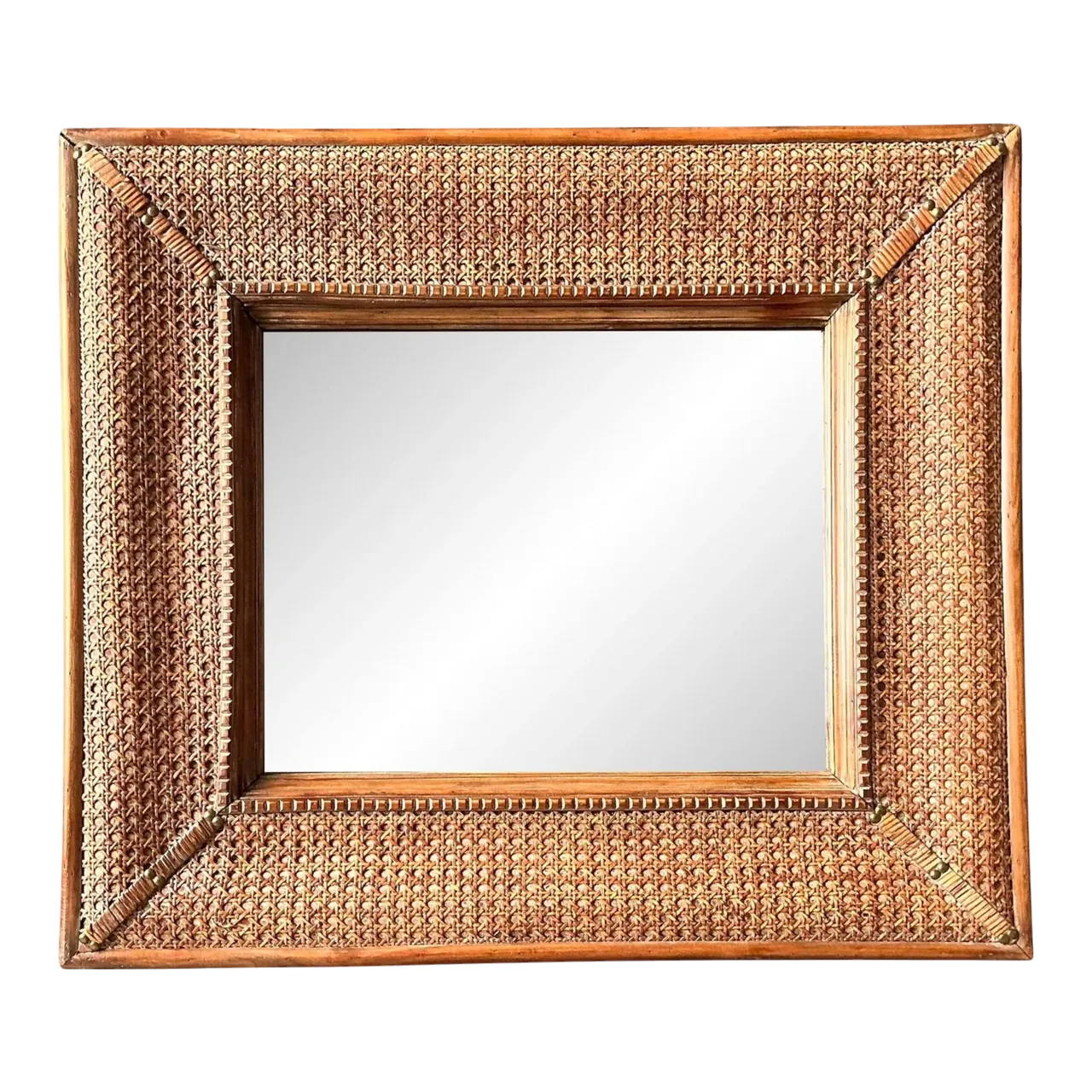 Vintage Cane Wrapped Frame Mirror
