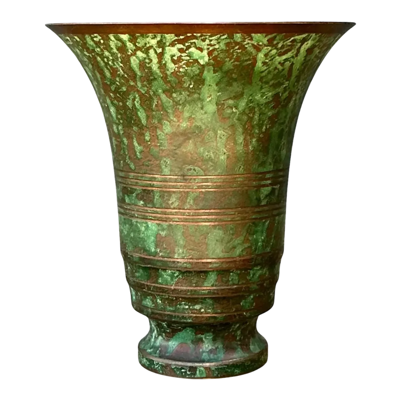 Vintage Carl Sorenson Art Deco Trumpet Bronze Vase