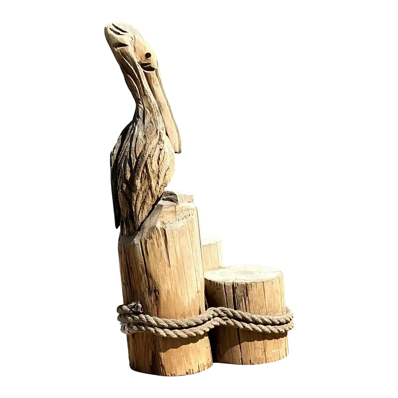 Vintage Carved Wood Pelican on the Docks