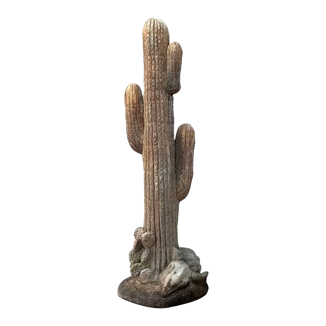 Vintage Cast Concrete Cactus Sculpture