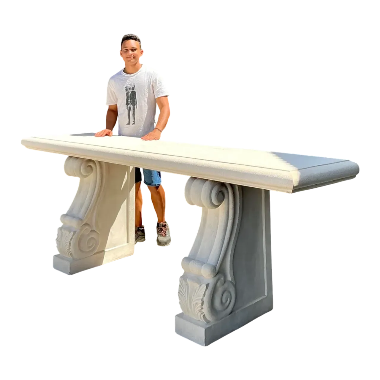 Vintage Cast Concrete Long Console