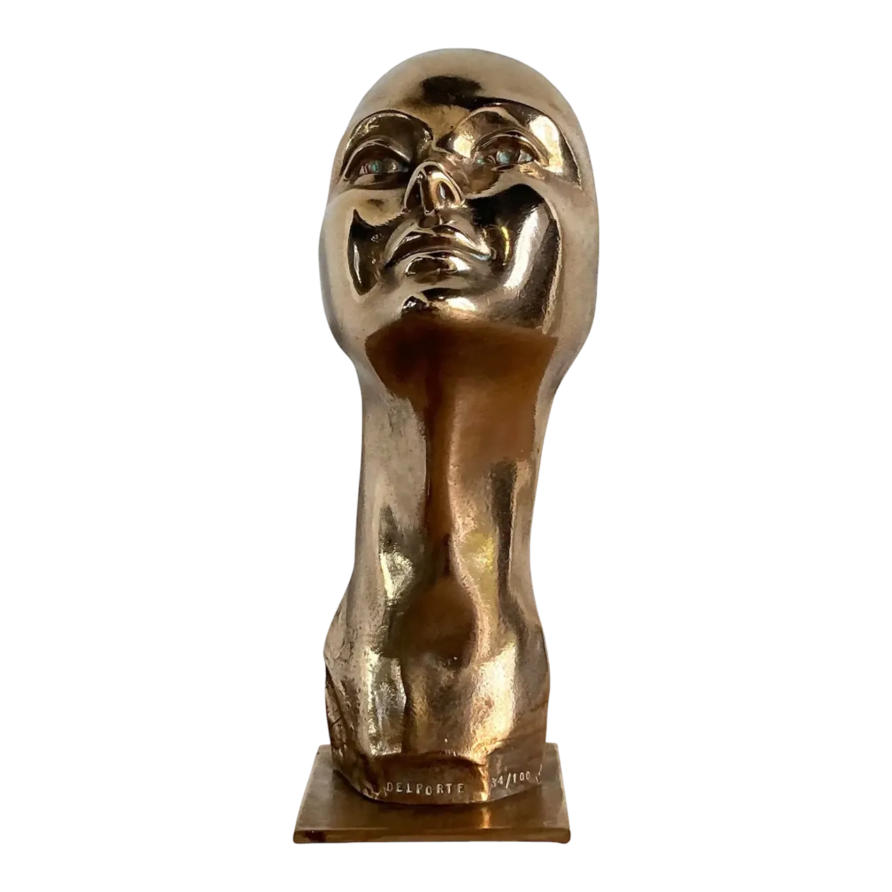 Vintage Charles Delporte Polished Bronze Bust Signed and Numbered