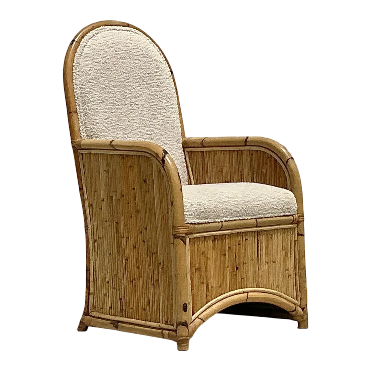 Vintage Coastal 1978 Henry Olko Arched Rattan Chair