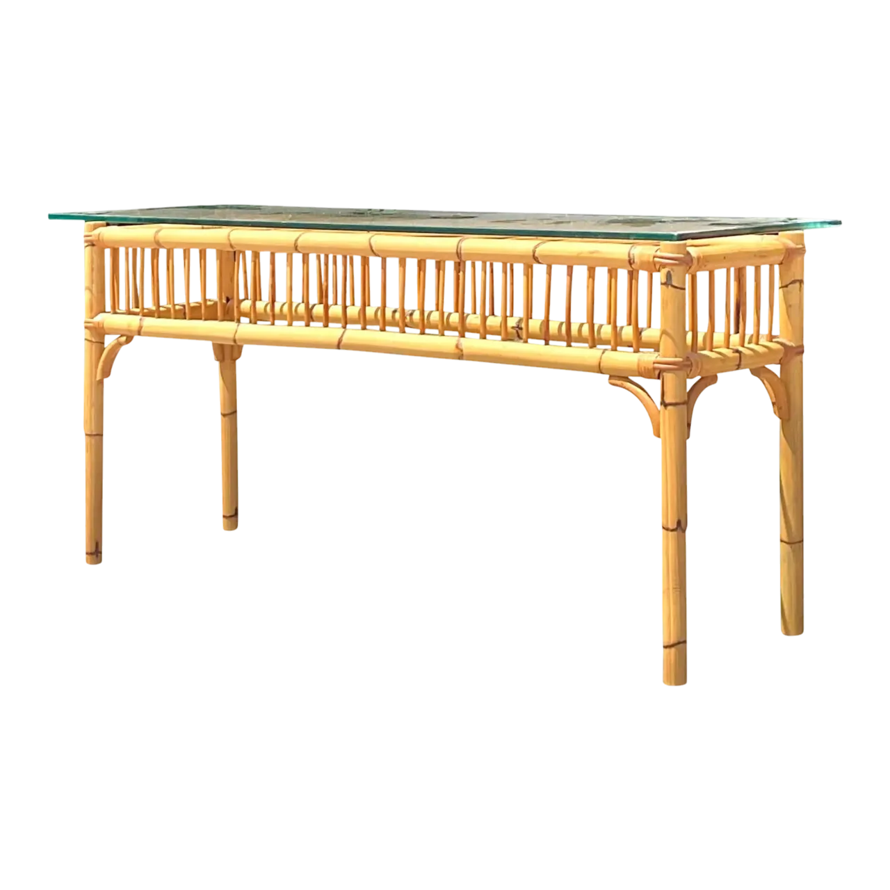 Vintage Coastal Bamboo Console Table