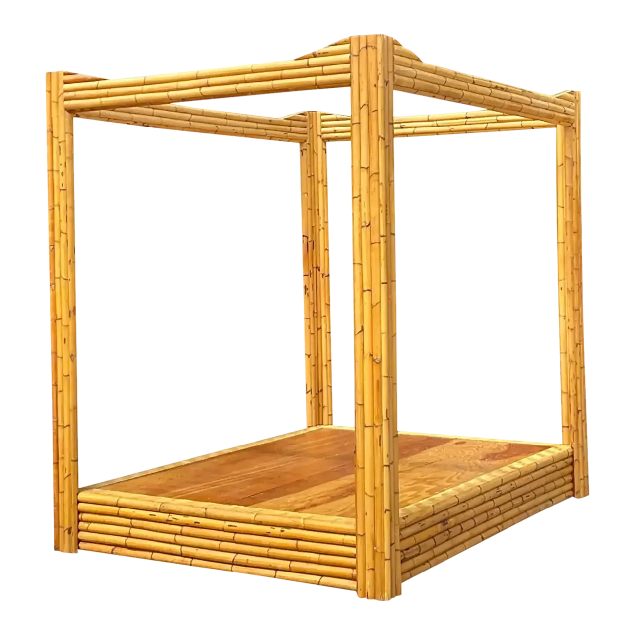 Vintage Coastal Bamboo Full Canopy Bed