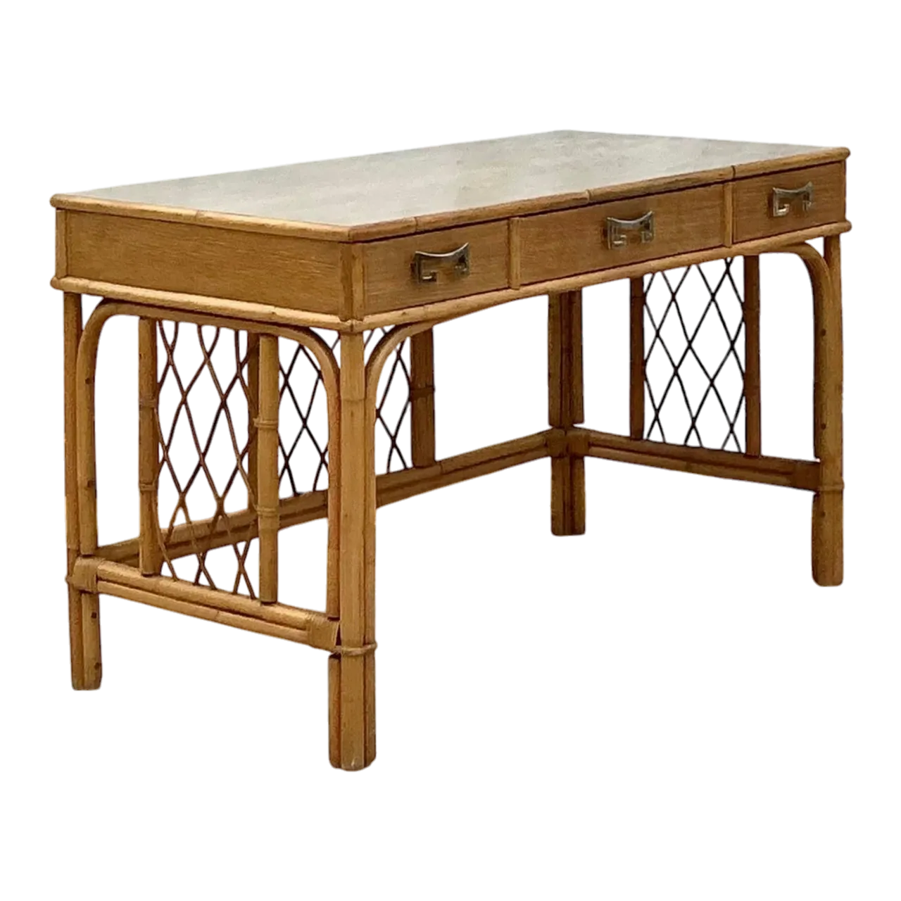 Vintage Coastal Bent Rattan Desk