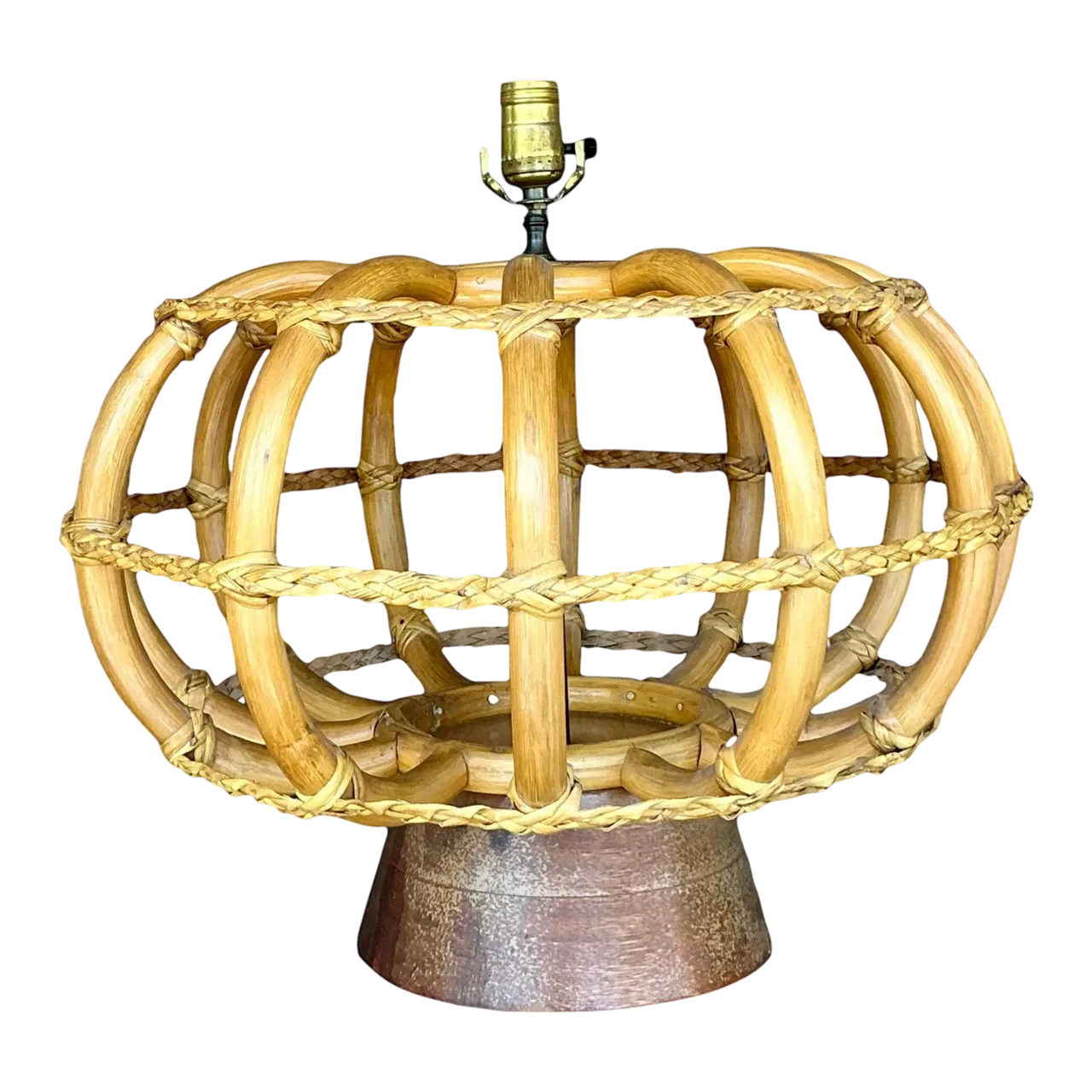Vintage Coastal Bent Rattan Lamp