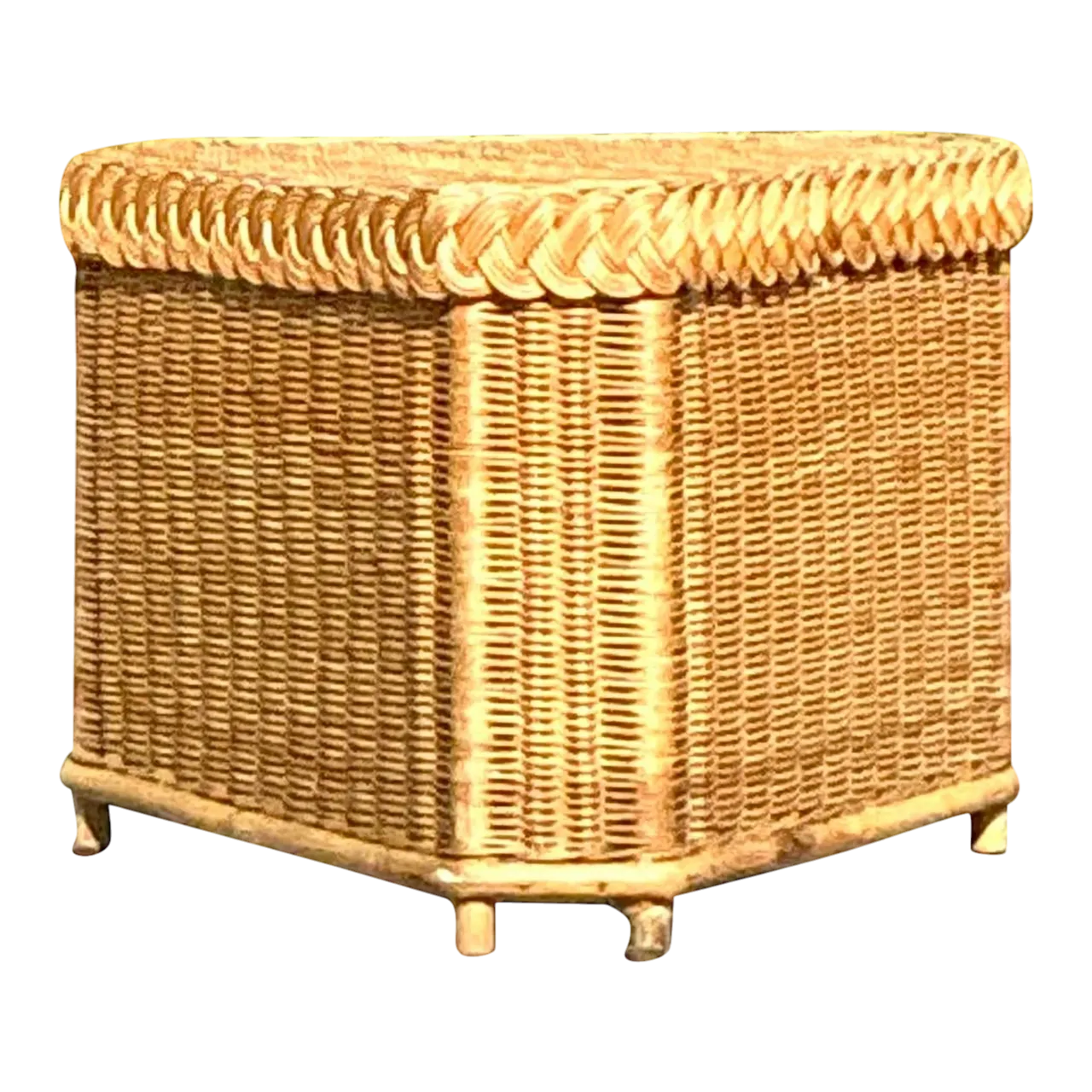 Vintage Coastal Brown Jordan Triangle Side Table