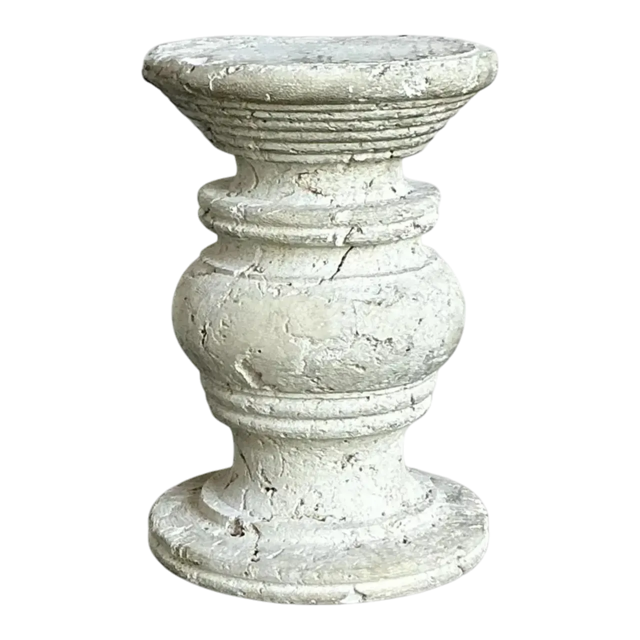 Vintage Coastal Carved Coquina Stone Table Pedestal