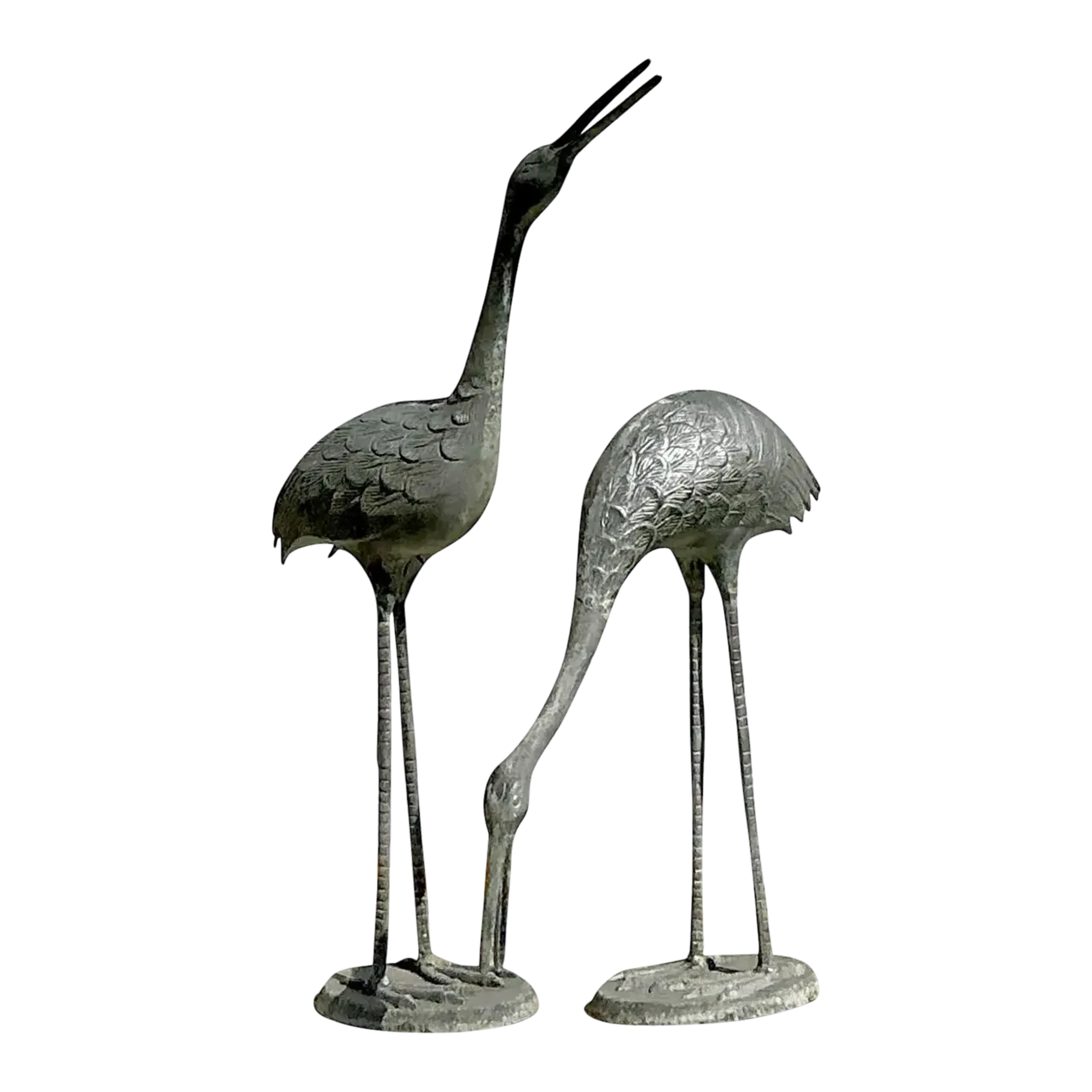 Vintage Coastal Cast Metal Cranes - Set of 2
