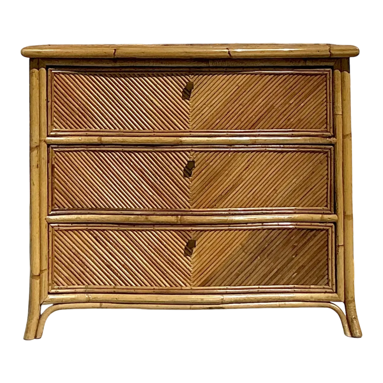 Vintage Coastal Chevron Pencil Reed Chest of Drawers