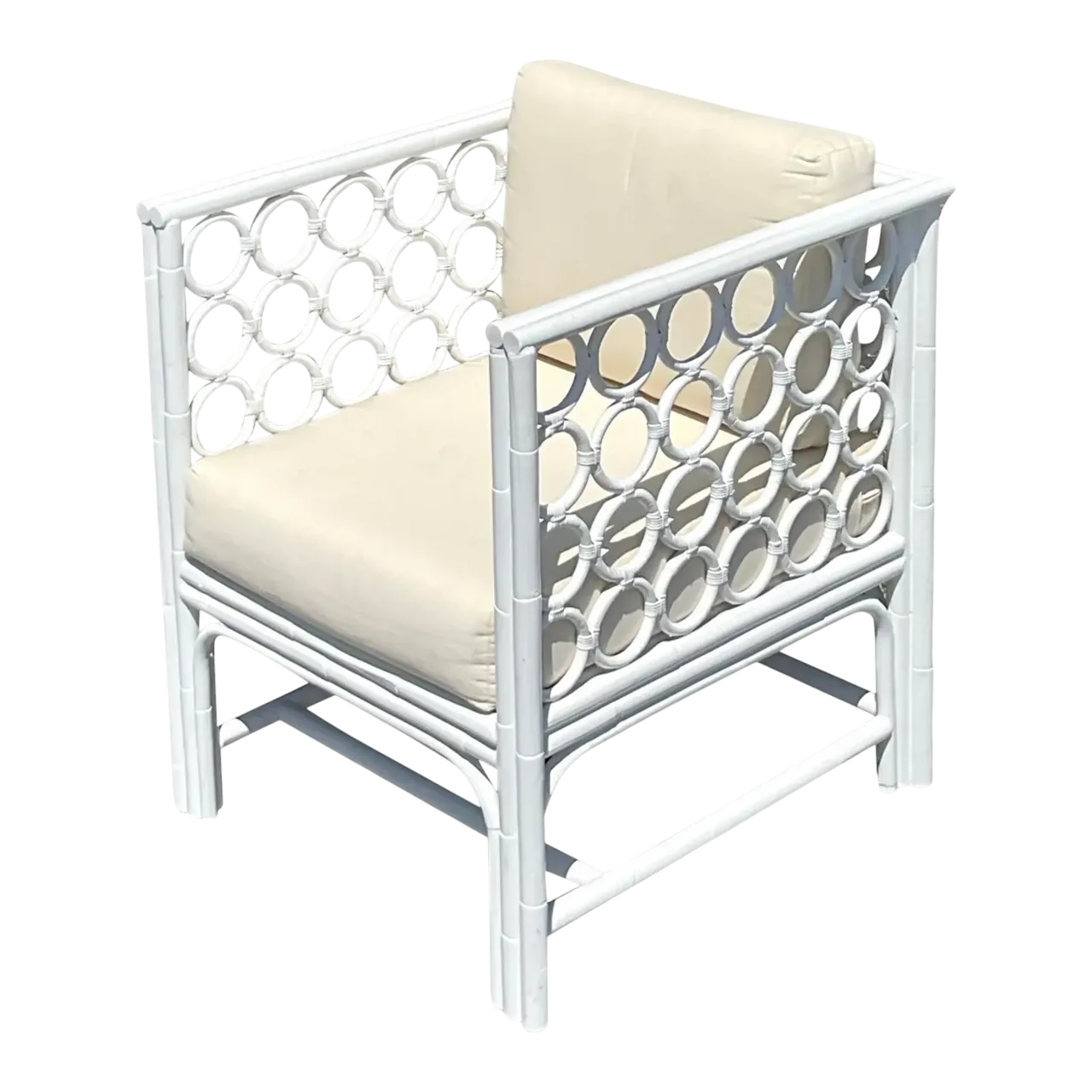 Vintage Coastal Loop Rattan Lounge Chair