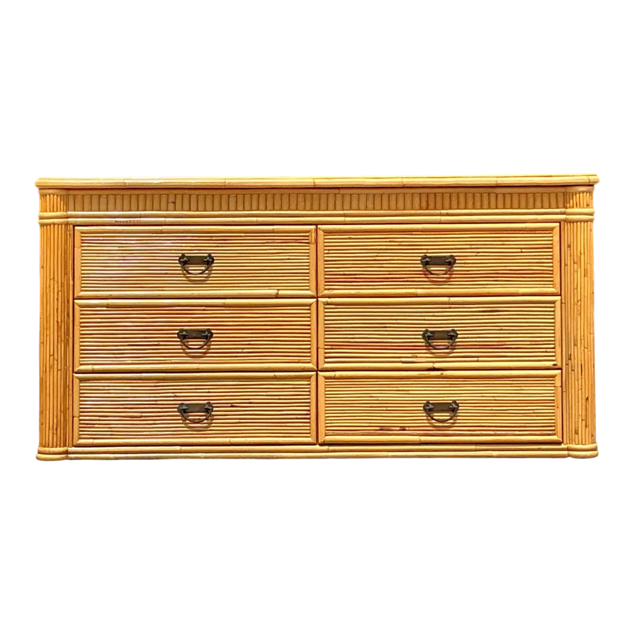 Vintage Coastal Pencil Reed Column Dresser