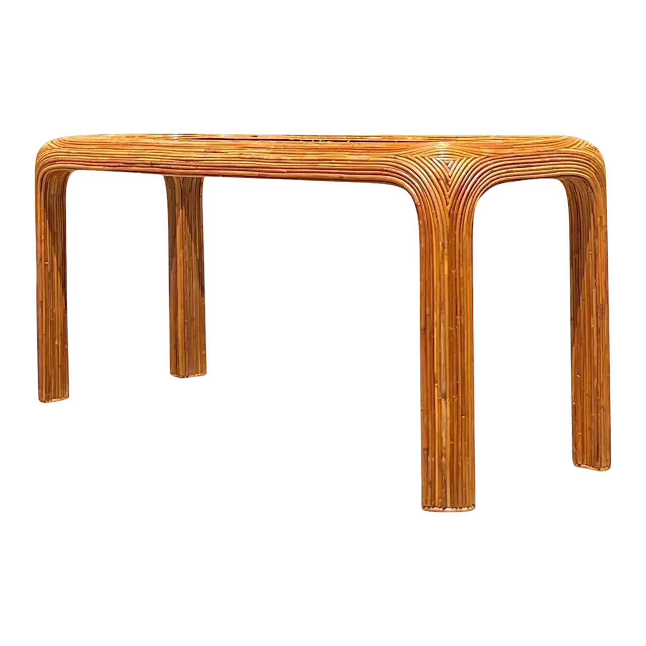 Vintage Coastal Pencil Reed Waterfall Console Table
