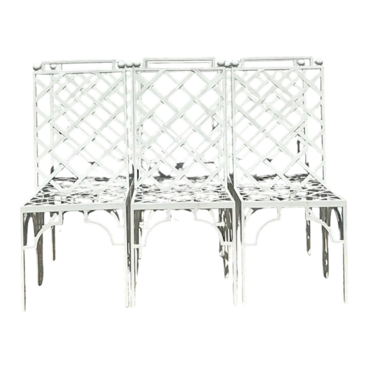 Vintage Coastal Powder Coated Steel Dining Chairs - Set of 6