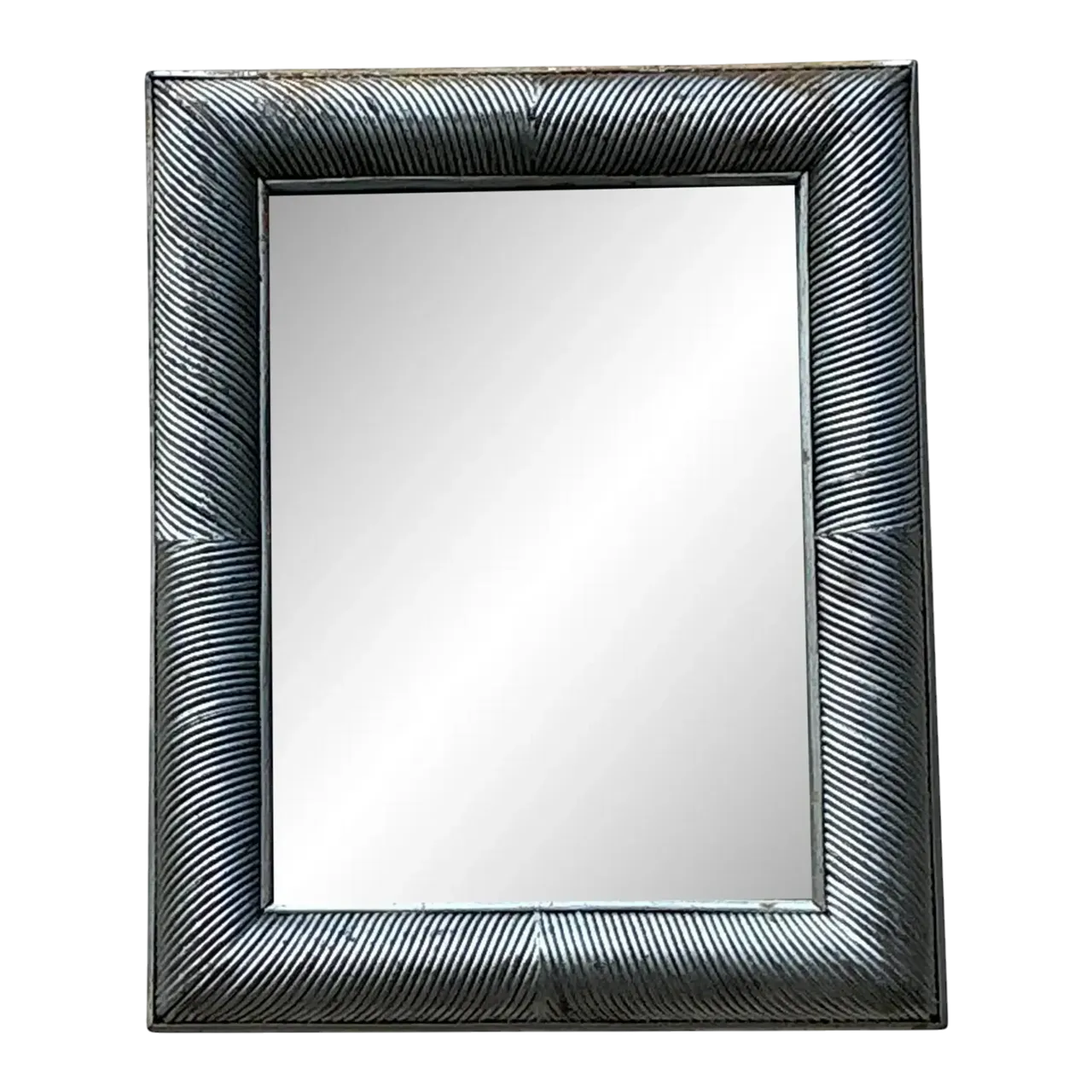 Vintage Coastal Silver Pencil Reed Distressed Mirror