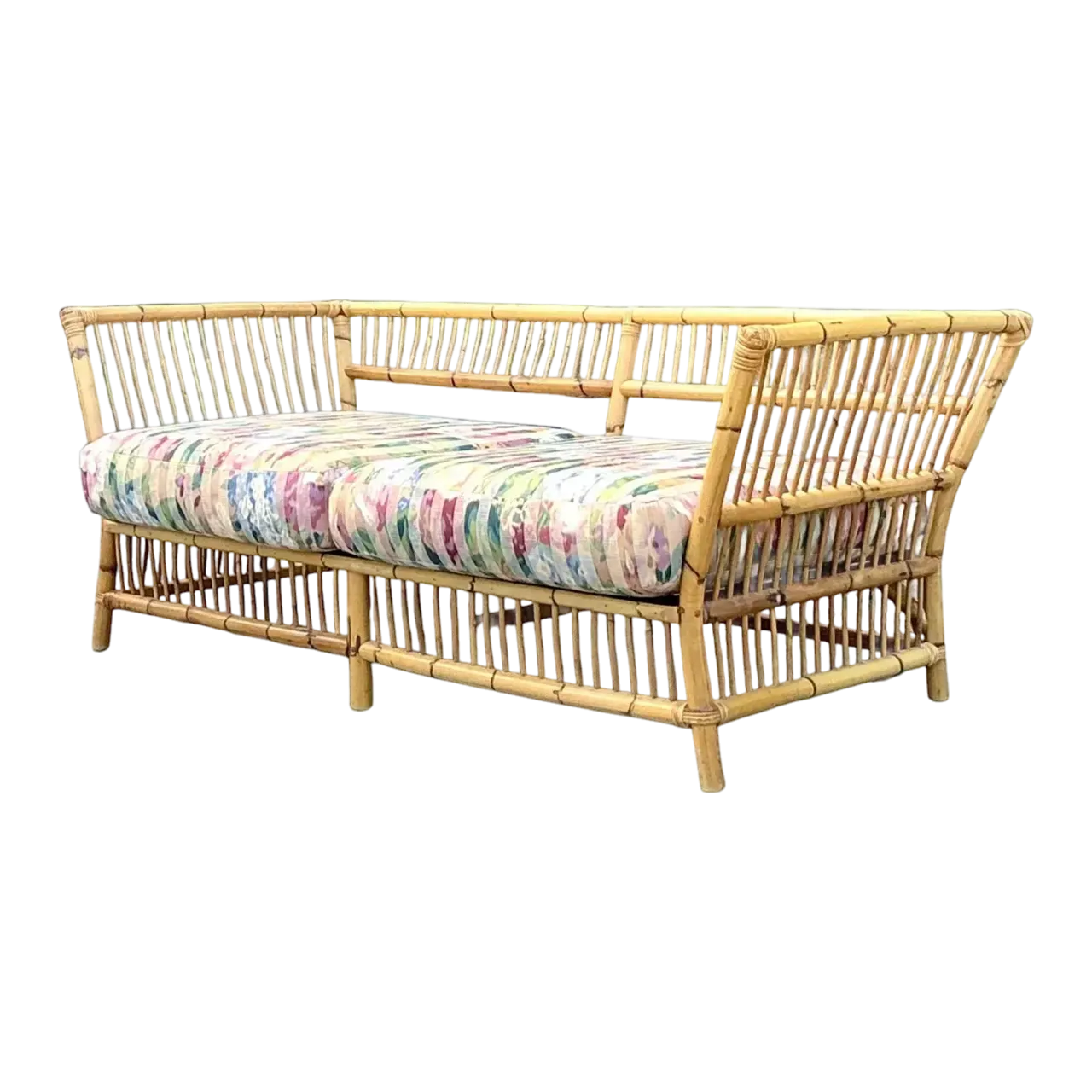Vintage Coastal Stick Bamboo Loveseat