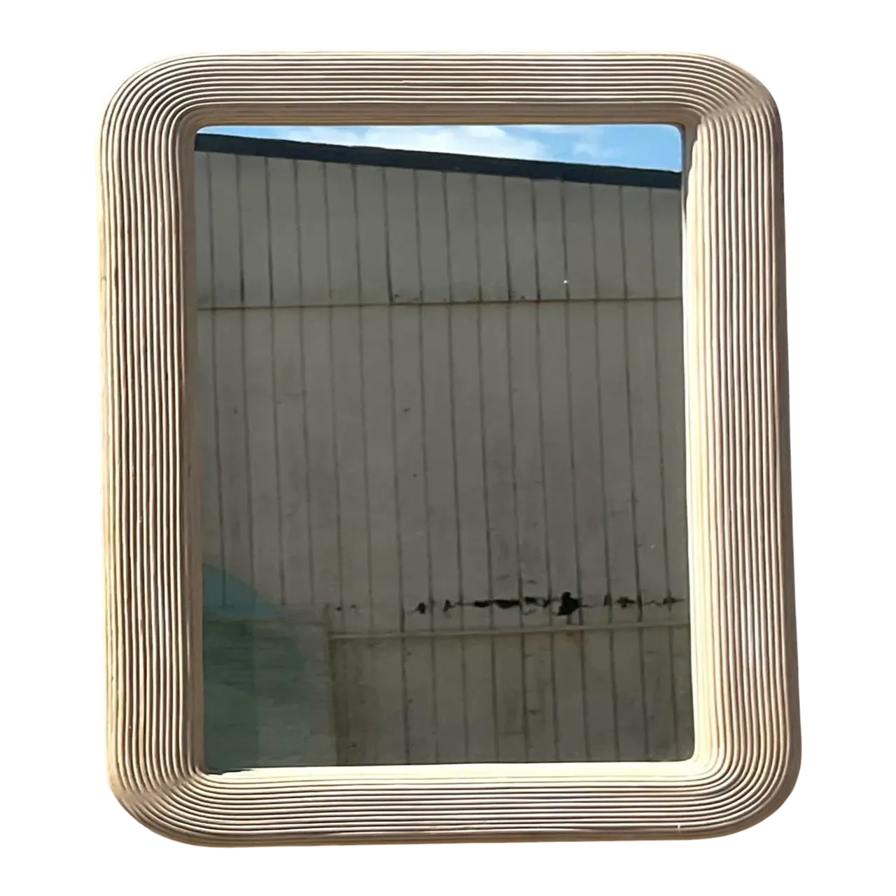 Vintage Coastal Washed Pencil Reed Mirror