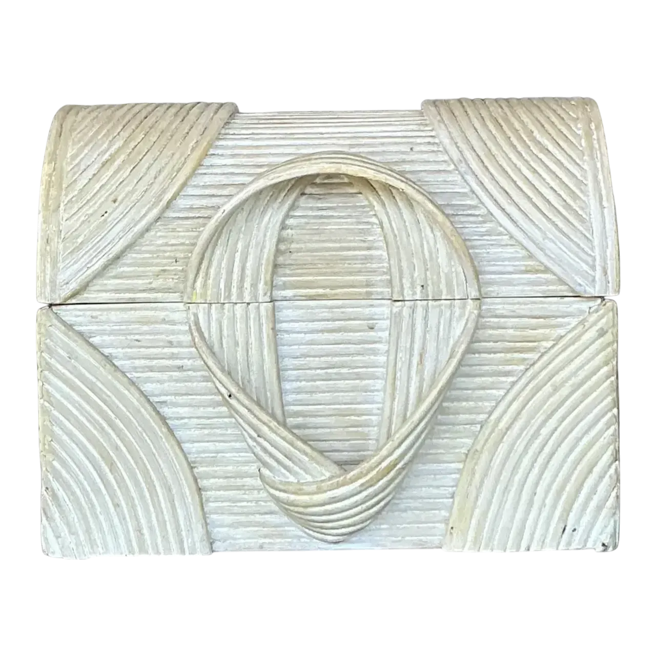 Vintage Coastal Washed Pencil Reed Treasure Chest Box