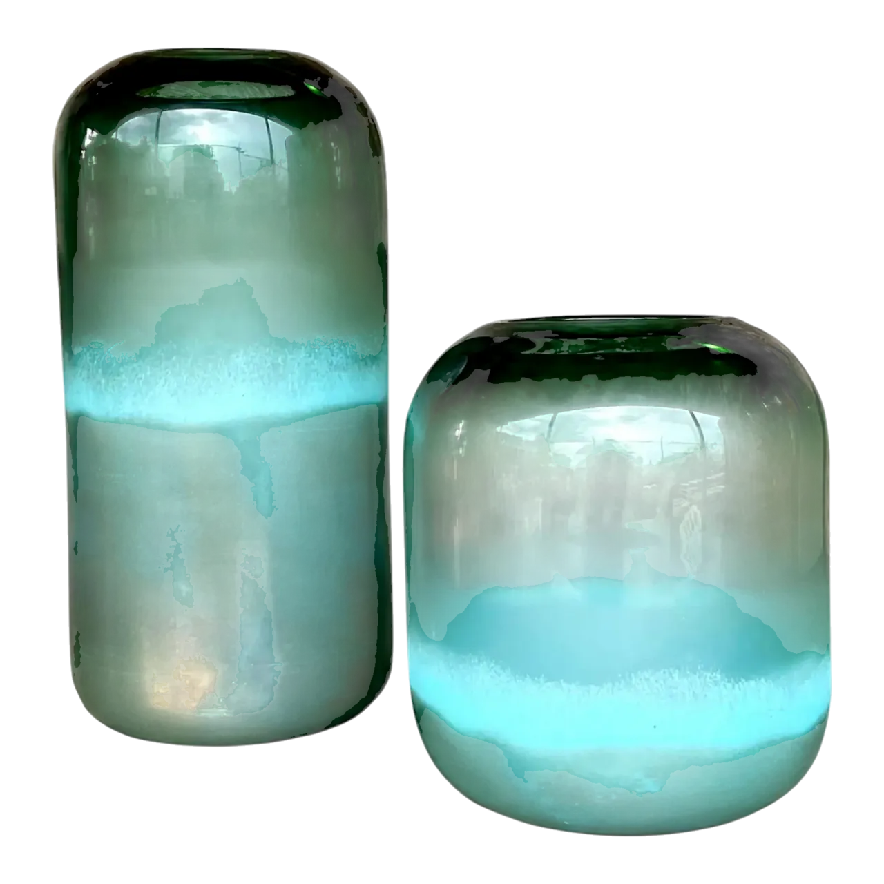 Vintage Contemporary Art Glass Ombre Vases - Set of 2