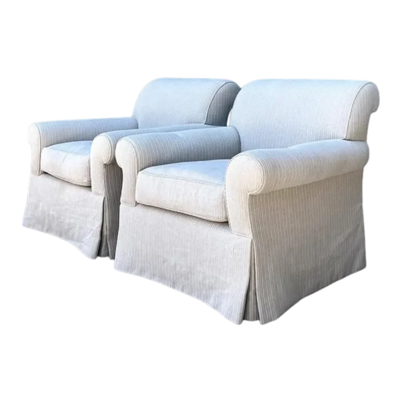 Vintage Custom Striped Lounge Chairs - A Pair