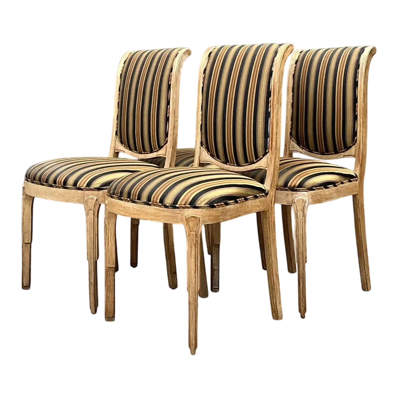 Vintage Deco Carved Dining Chairs - Set of 4