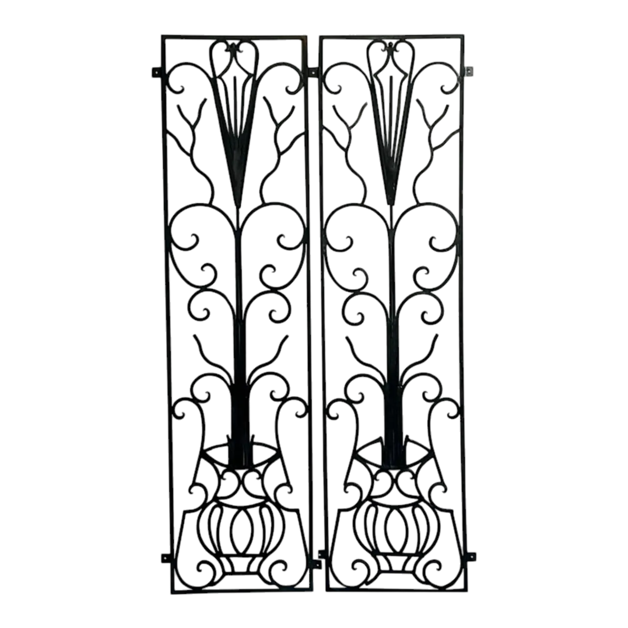 Vintage Deco Wrought Iron Panels - A Pair