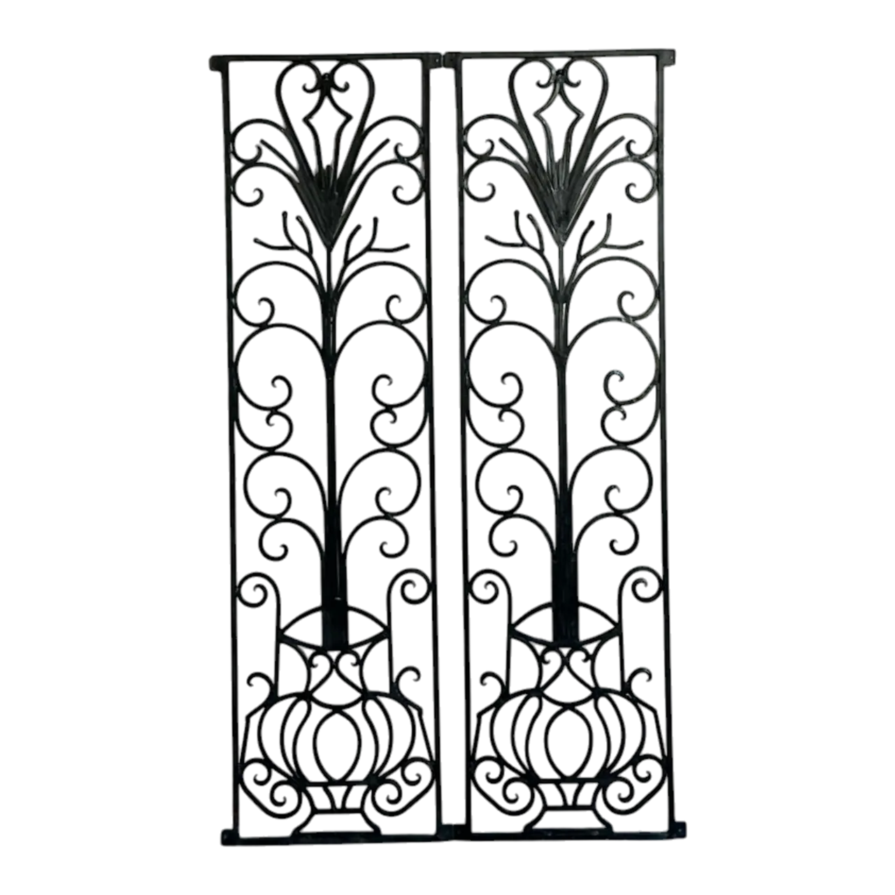 Vintage Deco Wrought Iron Panels - a Pair