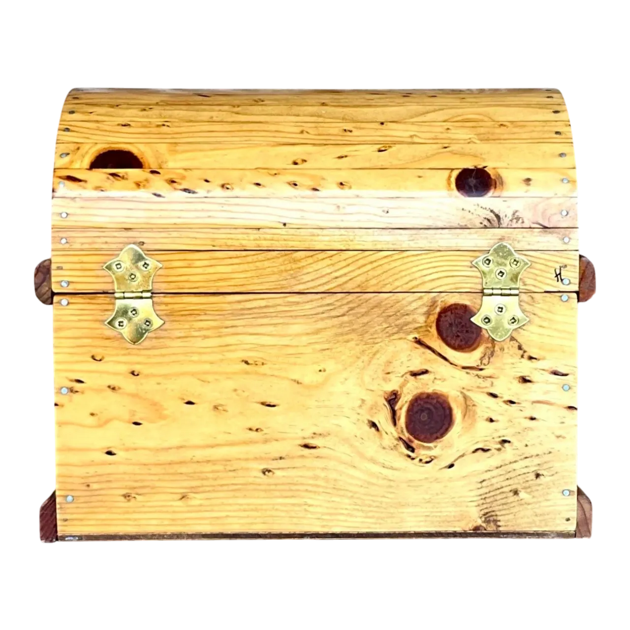 Vintage Domed Knotty Pine Storage Box