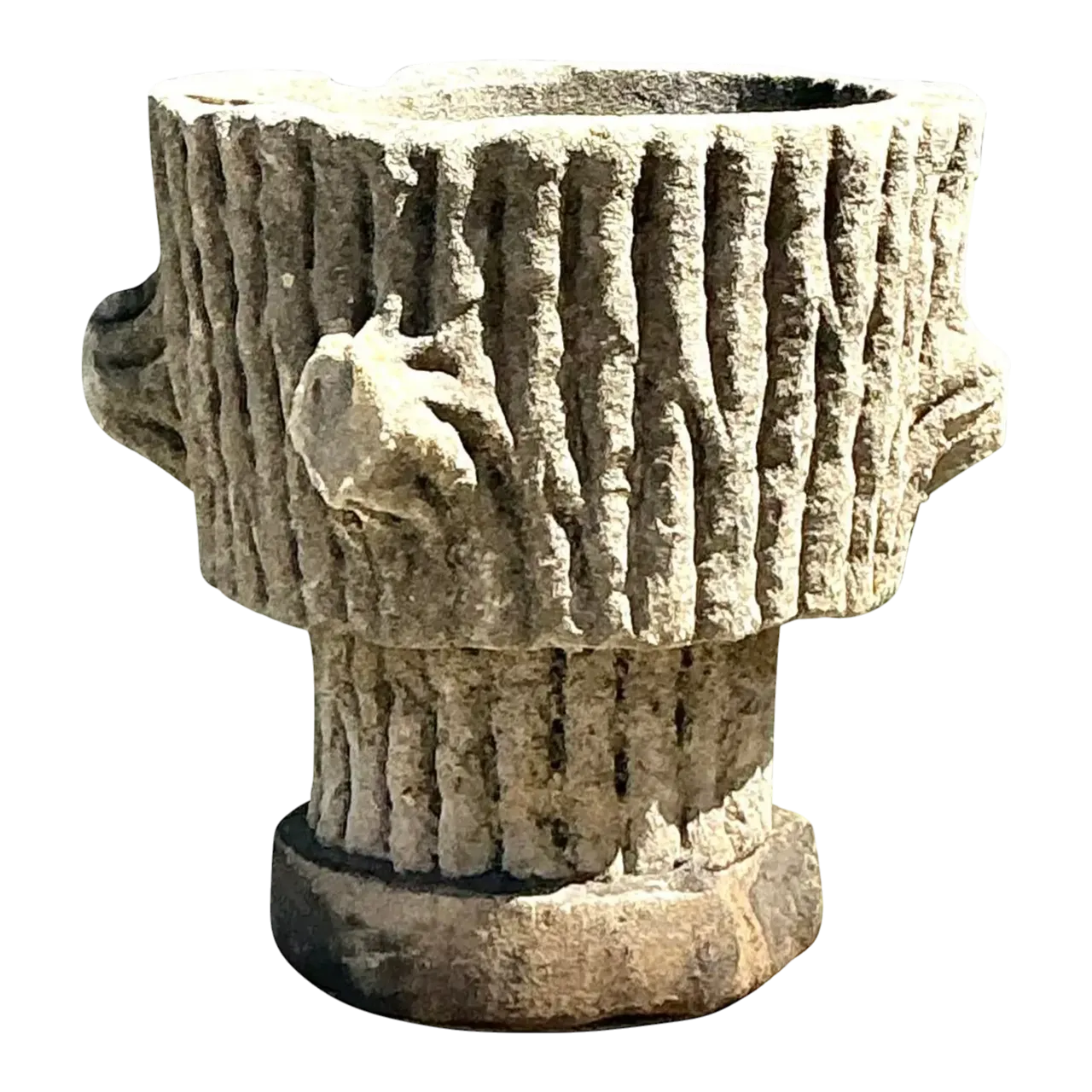 Vintage Faux Bois Cast Concrete Trunk Planter
