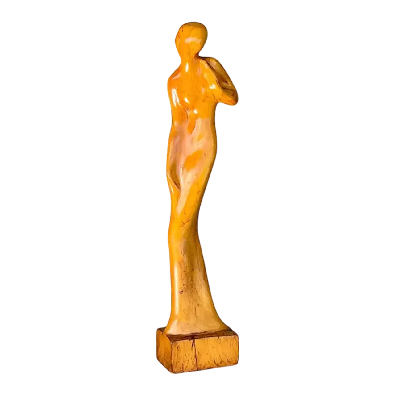 Vintage Figurative Wooden Sculpture of a Women