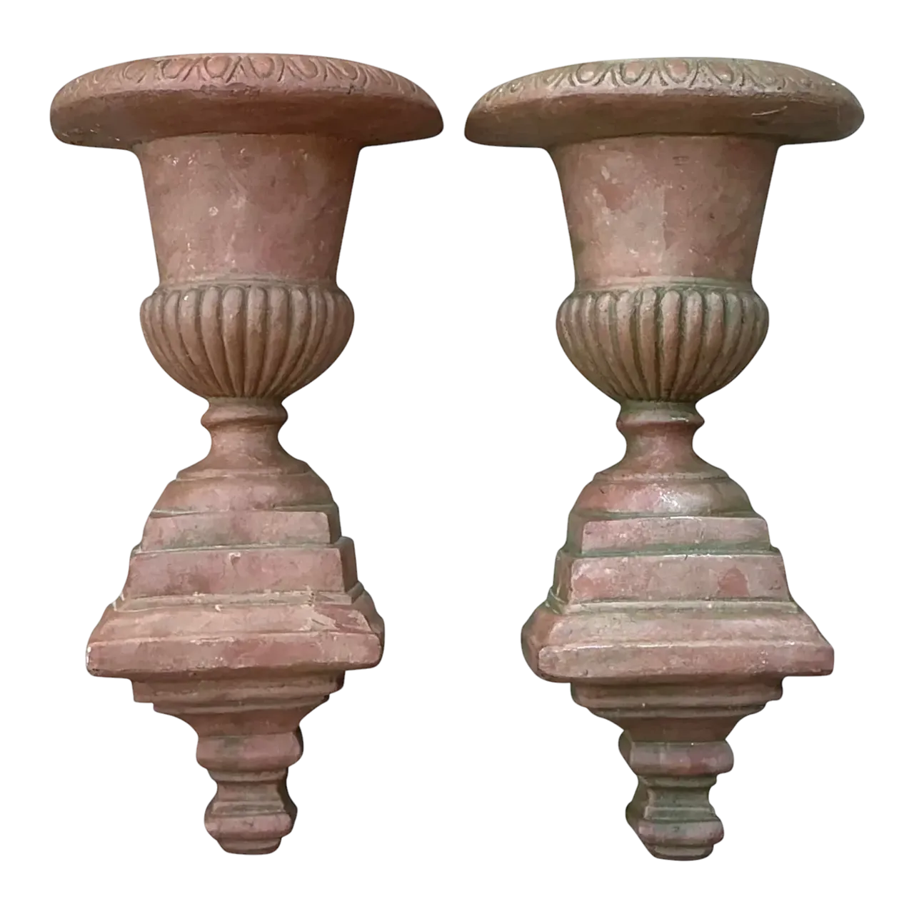 Vintage Fluted Urn Wall Pockets - A Pair