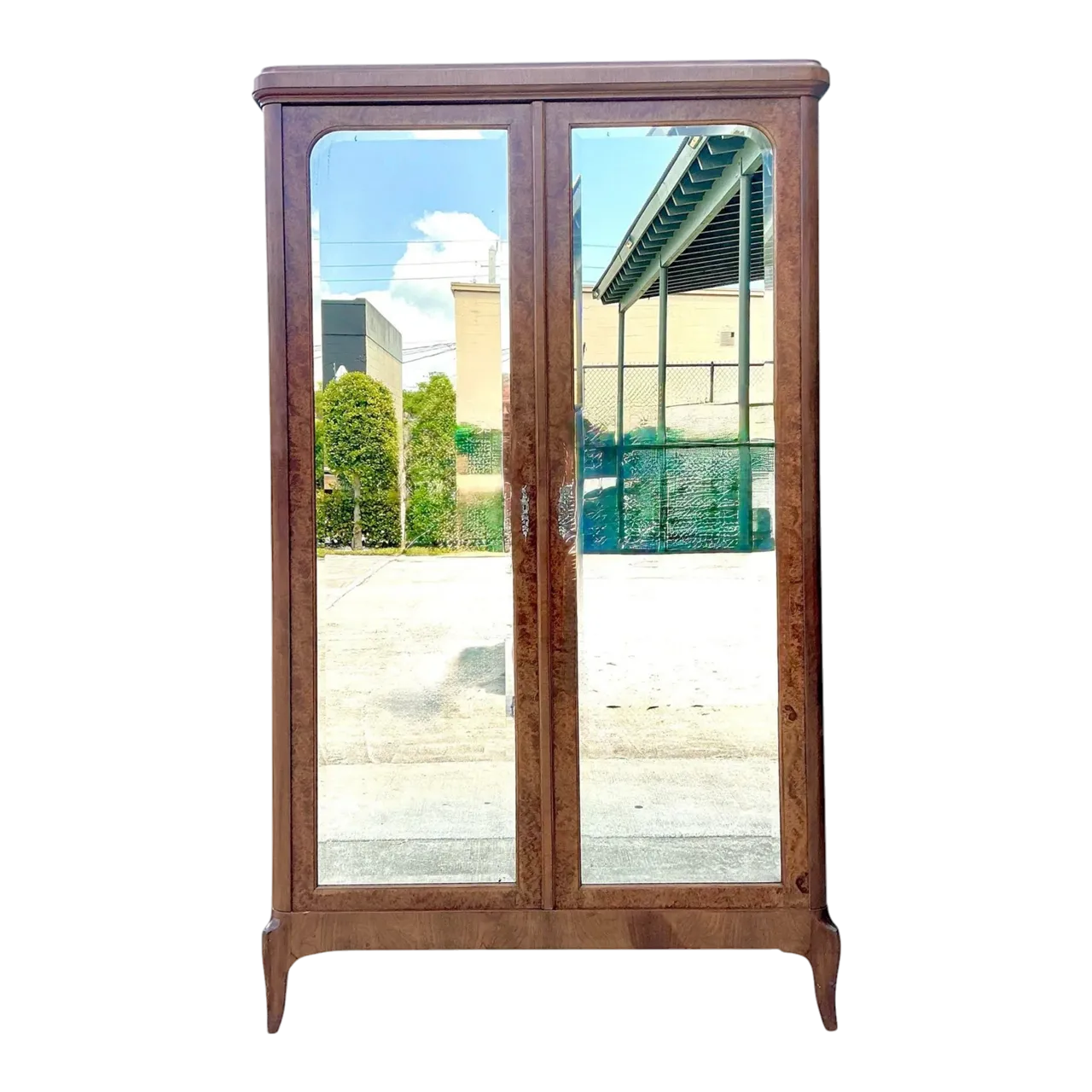 Vintage French Empire Mahogany Mirrored Armoire